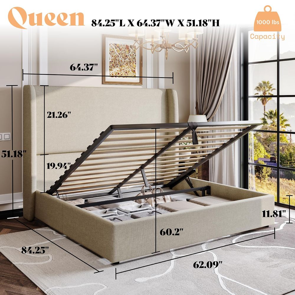 Lift Up Storage Bed King Size  - Hydraulic Floor Jack のレビューと価格